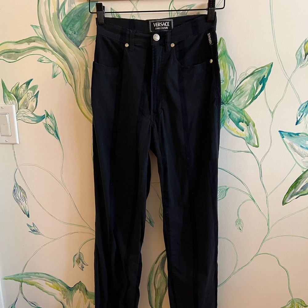 Versace jeans couture Black stretchy pants High-Waist Button Fly Jeans